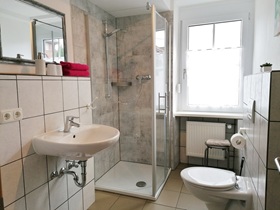 Badezimmer in der Pension